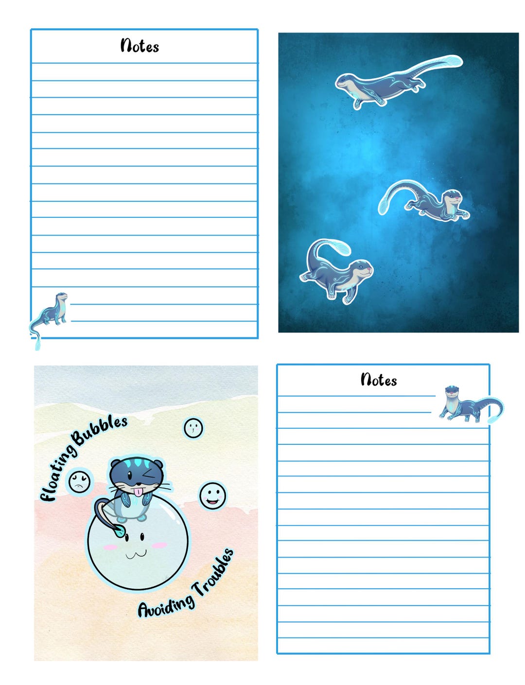 Floating Bubbles Printable Notebook + Covers [PNG, PDF, Goodnotes] - Etsy