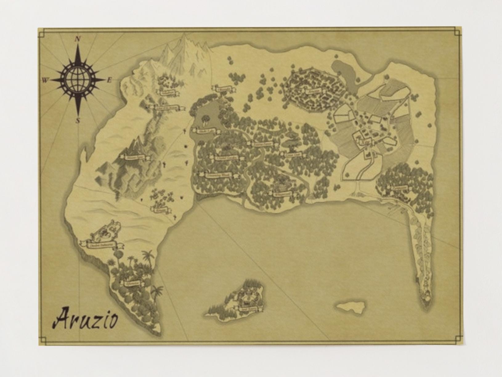 Aruzio Fantasy World Map Poster | Anime Art (28x21 Glossy Print - Etsy ...