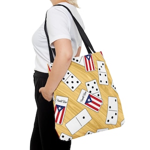Puerto Rico Domino Tote Bag | Tote bag with PR Flag Design | Boricua Reusable Shopping Bag | Caribbean Gift | Latinx Game Night Bag