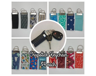 Chapstick Keychain - lipbalm holder - fabric - keyfob