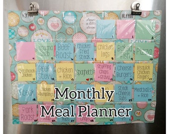 Monthly Meal Planner, refrigerator meal planner, magnetic meal planner