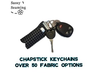 Chapstick Keychain - lipbalm holder - fabric - keyfob