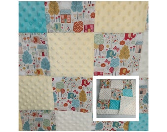 Minky baby blanket, patchwork quilt, matching sets, elephant, country cute, baby shower gift, bibs, carseat belt covers