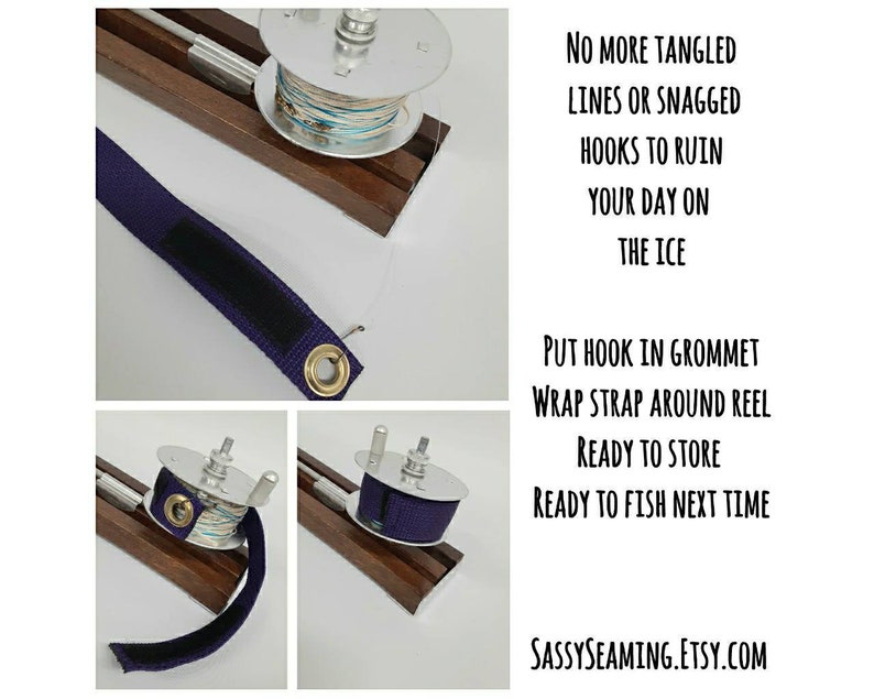 SET OF 5 Ice Fishing Trap Straps Reel Wraps Red Bluegreen Etsy