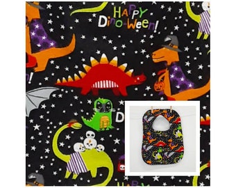 Baby bibs, toddler bibs, reversible, boys, girls, gender neutral, Halloween, dinosaurs, dinos, washcloth, kam snap closure