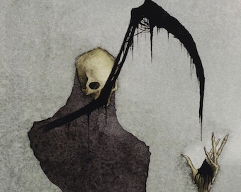 Reaper, Dark Art Print, Watercolor