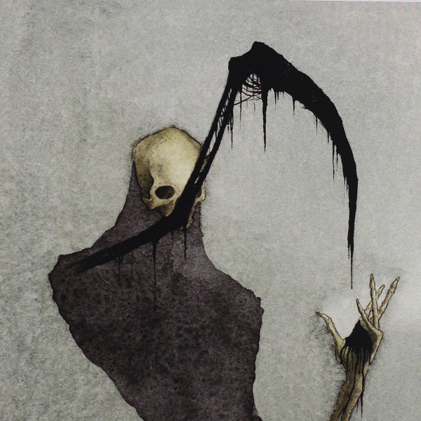 Reaper, Dark Art Print, Watercolor