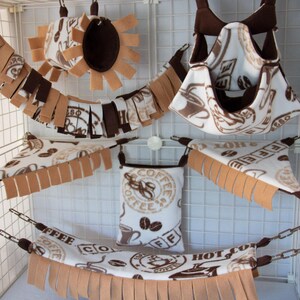 Coffee and Cream Custom Sugar Glider Fleece Cage Set