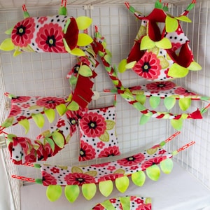 Poppy Flower Field Forest Custom Sugar Glider Fleece Cage Set