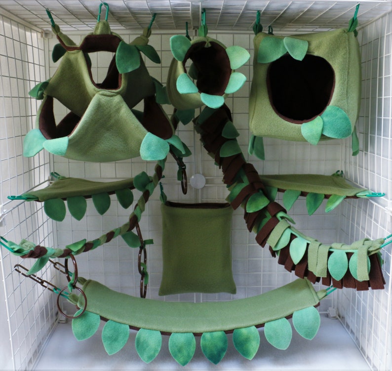 Mossy Grove Jungle Adventure Custom Sugar Glider Fleece Cage image 1
