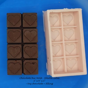 Chocolate Bar Mold with fillable cube sections