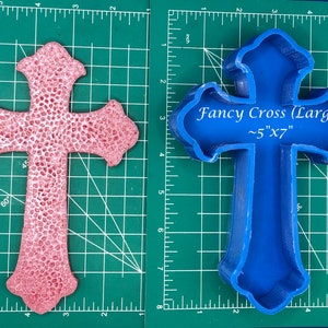Fancy Cross Silicone Resin Mold Varying Depths and Sizes - Silicone Mold - Freshie Mold - Wax Mold - Soap Mold - Aroma Bead Mold Matte Shiny