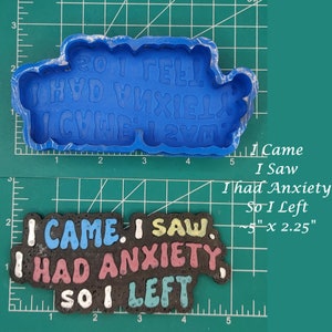 I came, I saw, I had anxiety, so I left Silicone Freshie Mold - Silicone Mold - Freshie Mold - Resin Mold - Soap Mold - Aroma Bead Mold