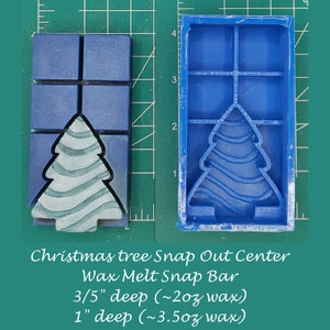 Christmas Tree Snap Out Center Wax Melt Snap Bar Silicone Mold