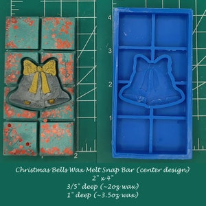 Christmas Bells Snap Out Center Wax Melt Snap Bar Silicone Mold