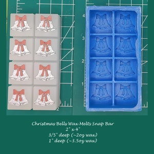 Christmas Bells Wax Melt Snap Bar Silicone Mold