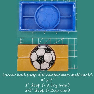Soccer Ball Snap Out Center Wax Melt Snap Bar Silicone Mold