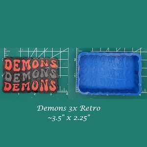 Demons 3x Retro Font  - Silicone Freshie Mold - Silicone Mold - Freshie Mold - Resin Mold - Candle Mold - Soap Mold - Aroma Bead Mold