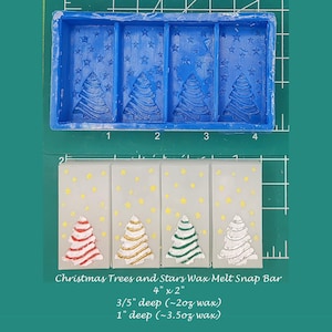 Christmas Trees & Stars Wax Melt Snap Bar Silicone Mold
