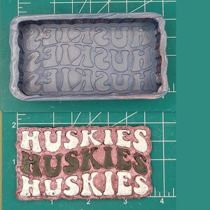 Huskies 3x Retro Font - Silicone Freshie Mold - Silicone Mold - Freshie Mold - Resin Mold - Candle Mold - Soap Mold - Aroma Bead Mold