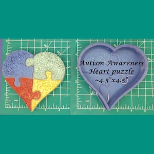 Autism Awareness Heart Puzzle Silicone Freshie Mold