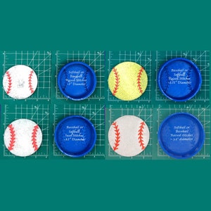 Puede incluir: Seis moldes de silicona azul para hacer pelotas de béisbol y softbol. Los moldes tienen un diámetro de 7,6 cm, 8,9 cm y 9,5 cm. Los moldes tienen detalles de costura en relieve.