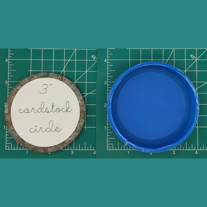 Op de afbeelding: Een cirkel met een diameter van 7,6 cm, uitgesneden uit bruin karton, met de tekst "3" cardstock circle" in zwarte inkt.