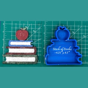 Stack of Books Silicone Freshie Mold - Silicone Mold - Freshie Mold - Resin Mold - Candle Mold - Soap Mold - Aroma Bead Mold