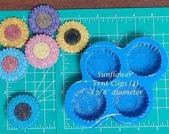 Sunflower Vent Clips Silicone Freshie Mold - Silicone Mold - Freshie Mold - Resin Mold - Candle Mold - Soap Mold - Aroma Bead Mold