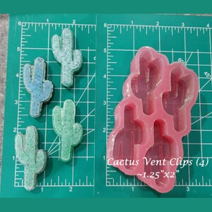 Cactus Vent Clip Tray Silicone Freshie Mold - Silicone Mold - Freshie Mold - Resin Mold - Candle Mold - Soap Mold - Aroma Bead Mold