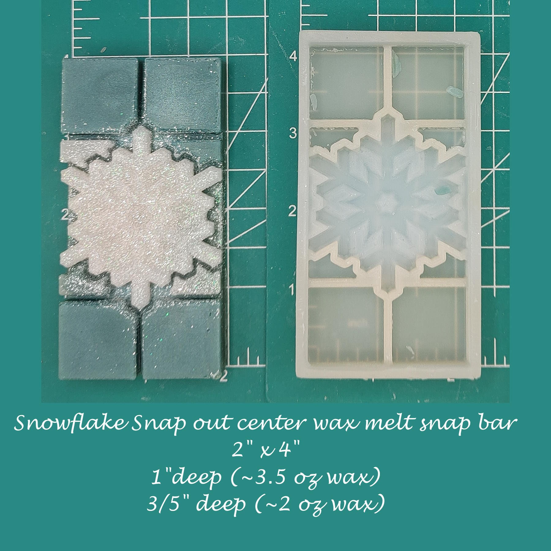 Heart Snap Out Center Wax Melt Snap Bar Silicone Mold
