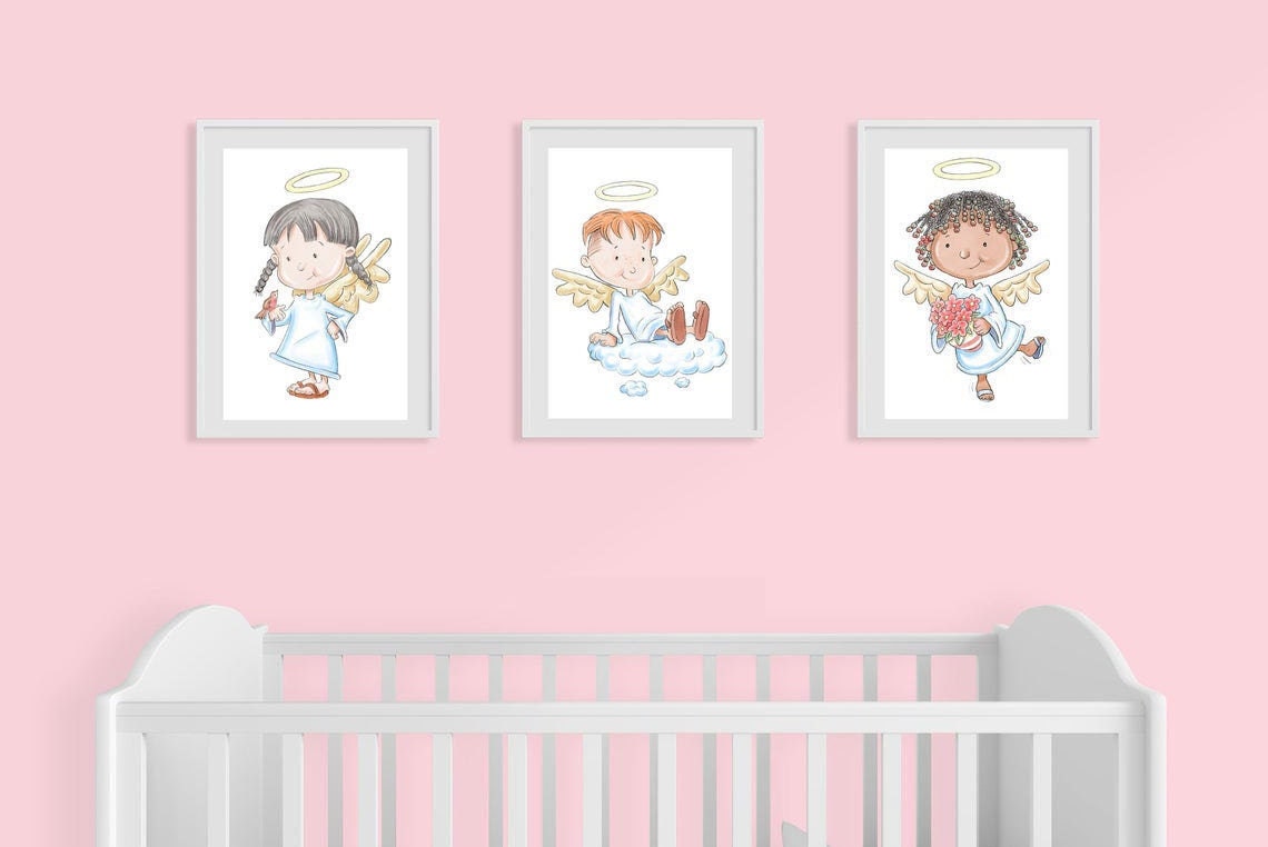 3 Angels Nursery Wall Art Digital Download Nursery Decor Etsy