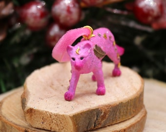 Pink wolf ornament