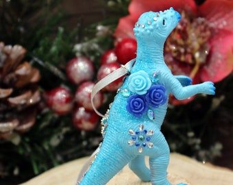 Blue Pachycephalosaurus ornament