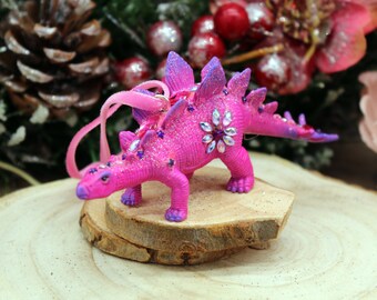 Pink stegosaurus ornament