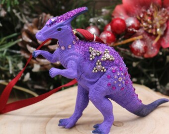 Purple parasaurolophus ornament