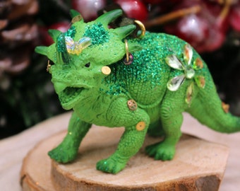 Green triceratops ornament