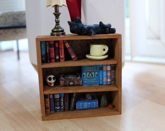 Dark wood mini book shelve ornament