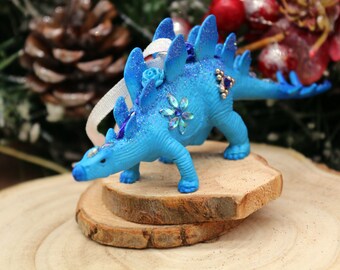 Blue stegosaurus ornament