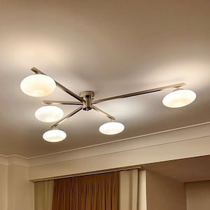 GEBET 5 Arm Large Semi Flush Mount Lighting -  Close to Ceiling Fixture - Geometric Shape Wide Lighting Fixture