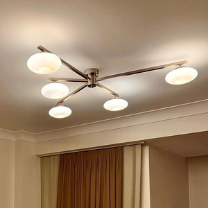 GEBET 5 Arm Large Semi Flush Mount Lighting -  Close to Ceiling Fixture - Geometric Shape Wide Lighting Fixture