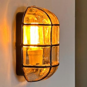 LACROM SEMIFLUSH GLASS Wall Sconce - Honey - Nautical Wall Light, Outdoor Light, Patio Light, Maritime Sconce