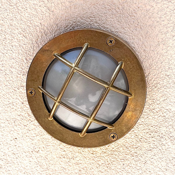 NAPOLI LOZENGE Maritime Wall Sconce - Nautical Light , Outdoor Light, Patio Light, IP64 Lighting, Brass Casting Light, Bulkhead Light