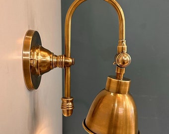 TESSON – Adjustable Brass Material Wall Sconce, Mid Century Modern Articulating Wall Light with Metal Shade, Handmade by Arel Lighting