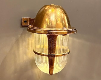 DELSOL GRANDE Nautical Wall Sconce - Nautical Wall Light, Outdoor Light, Patio Light, IP64 Lighting, Brass Casting Light, Bulkhead, Marinal