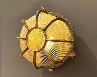 BRAVA Nautical Ceiling Fixture - Nautical Wall Light , Outdoor Light, Patio Light, IP64 Lighting, Brass Casting Light, Bulkhead Light