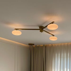 GEBET 3 Semi Flush Mount Lighting Close to Ceiling Fixture Geometric Shape Wide Lighting Fixture zdjęcie 1