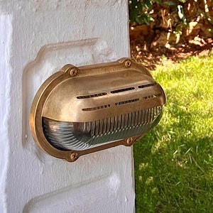 YAQTER Nautical Wall Sconce - Nautical Wall Light , Outdoor Light, Patio Light, IP64 Lighting, Brass Casting Light, Bulkhead Light, Marinal