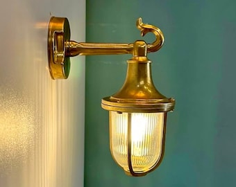 MEGALO Nautical Wall Sconce - Nautical Wall Light, Outdoor Light, Patio Light, IP64 Lighting, Brass Casting Light, Bulkhead, Marinal