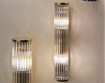 MINI GLASS LINE Wall Sconce - Brass Glass Tube Wall Lamp Vanity Light Fixture, Wall Lighting, Wall Lamp, Wall Light , Bedside  Gift Light